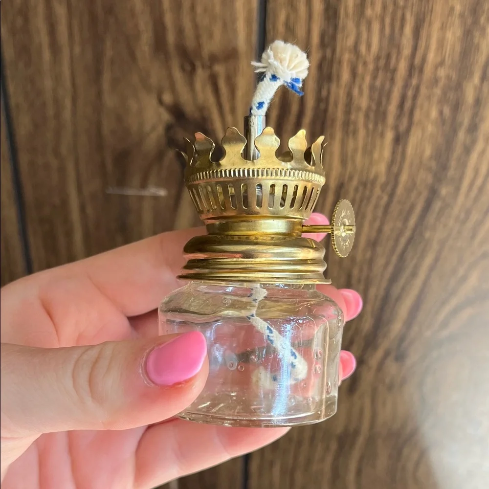 Vintage Miniature Glass Oil Lamps - Set of 2